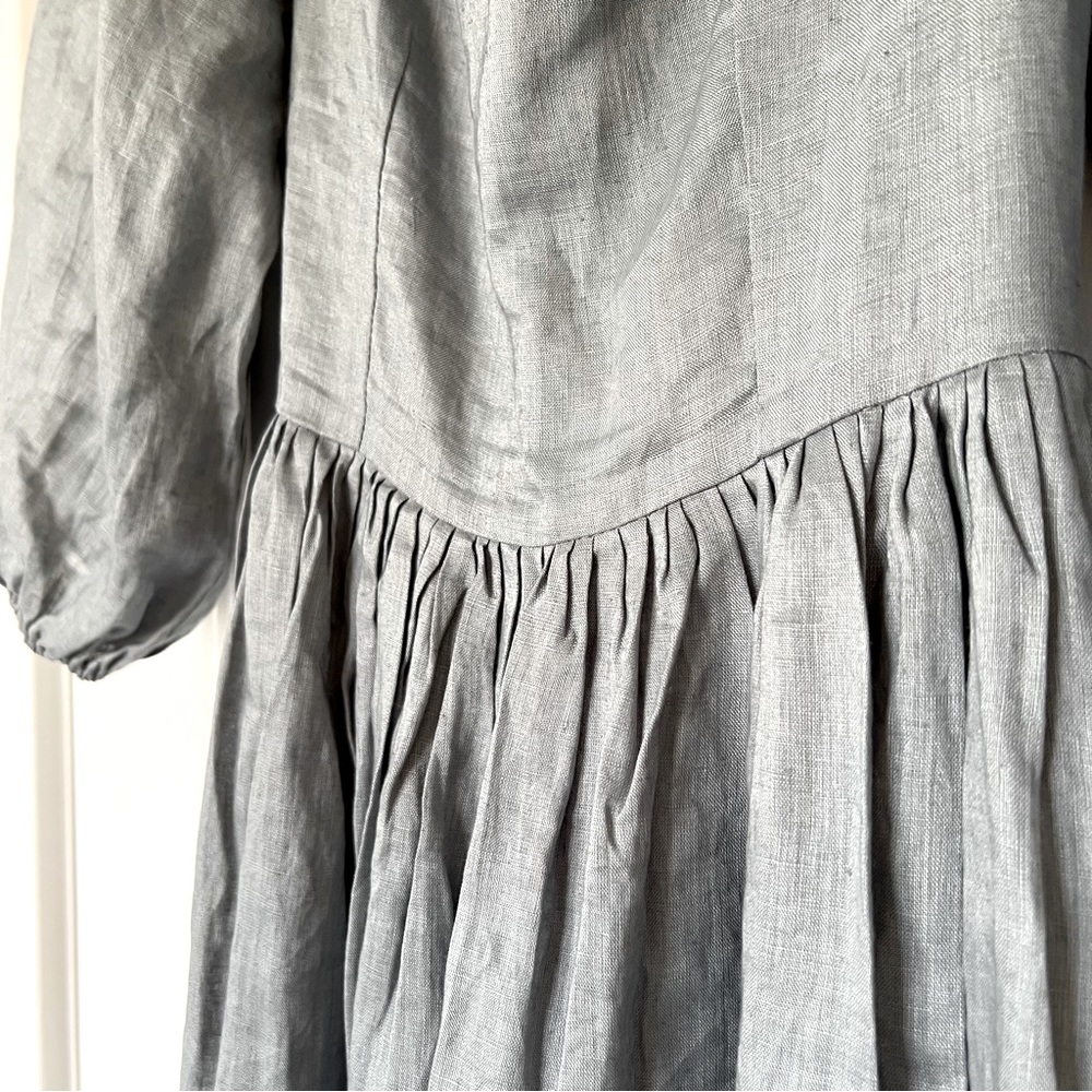 Kara Thoms Bellflower Dress in Chambray Linen- Size L - Picture 11 of 16